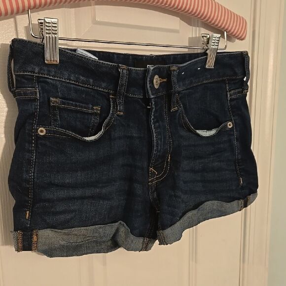 Dark Blue Denim Women's Shorts - Picture 3 of 5